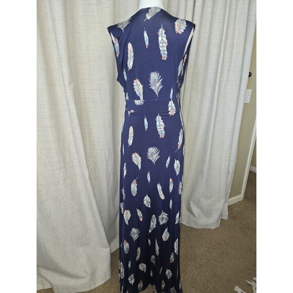 Veronica M Navy Feather Print Maxi Dress - Picture 5 of 8
